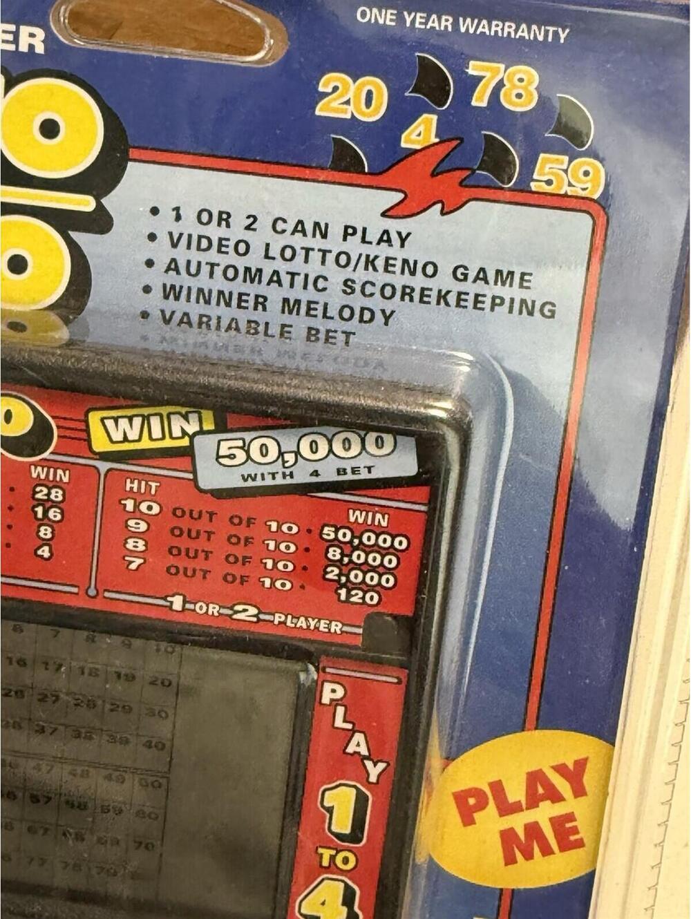 Vintage KENO RADICA 1480 Handheld Game , New , Sealed - Picture 4 of 5